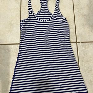 Blue and white striped tank